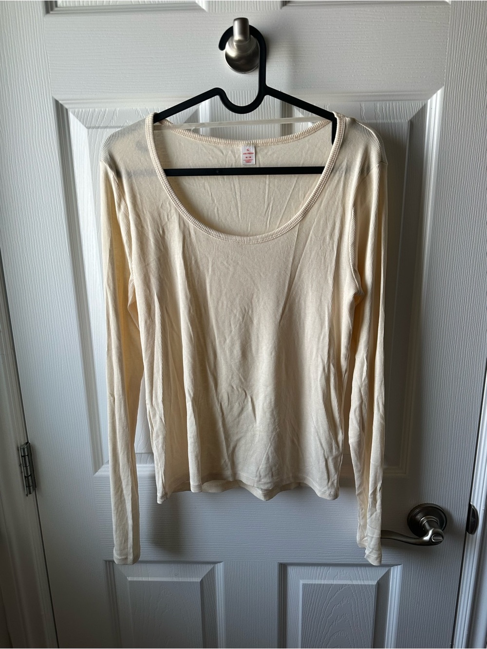 Joe Fresh Cream Long-Sleeve Scoop Neck Top